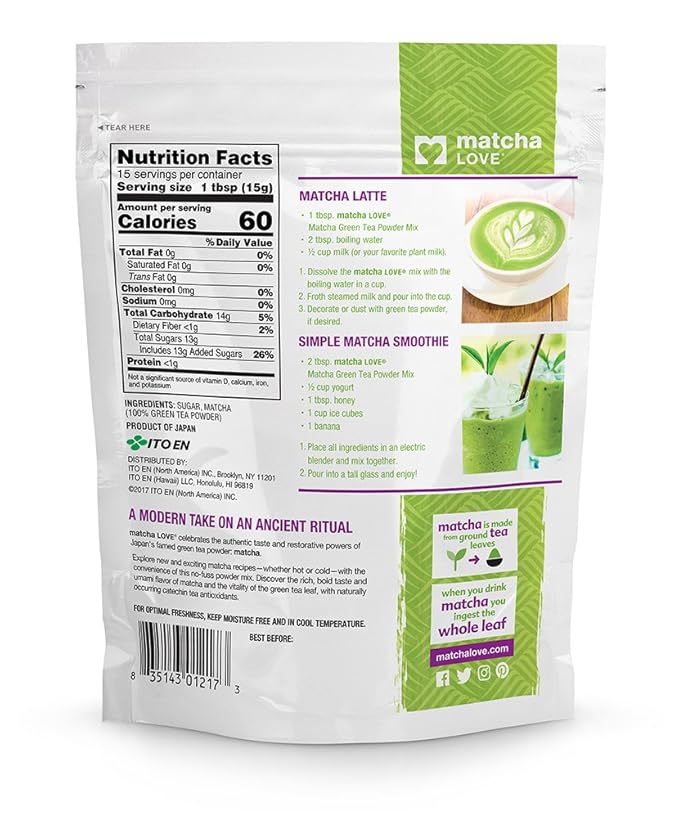 Matcha Love Green Tea Powder Packet, Sweetened, 8 Ounce