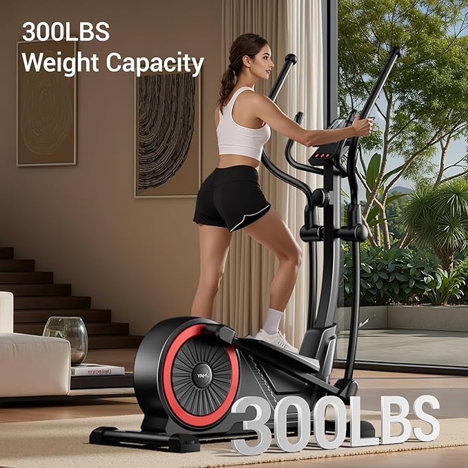 UMAY Elliptical Machine for Home, Elliptical Exercise Machine with 8 Levels Resistance & Pulse Rate Grips, Silent Magnetic Elliptical Trainer with 15.5" Stride and LCD Monitor