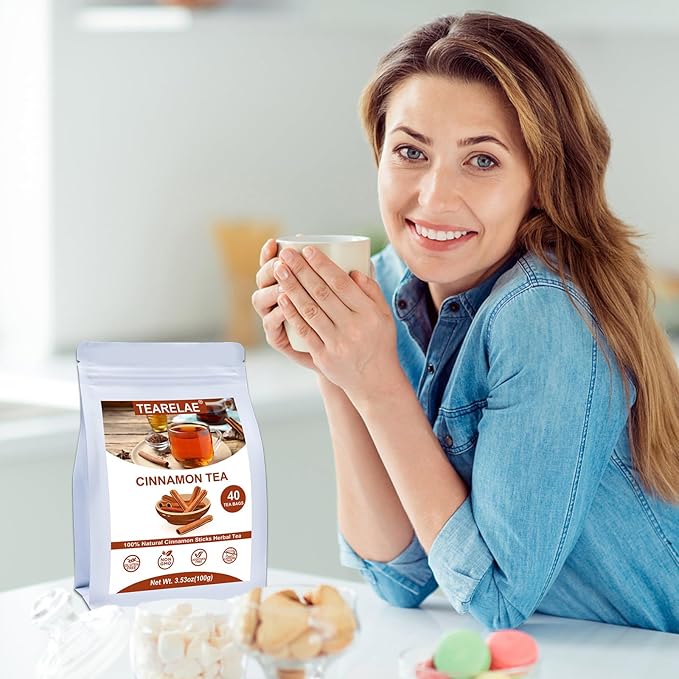 TEARELAE - Cinnamon Tea, 40 Count - Pure Cinnamon Sticks Tea Bags - Hot Cinnamon Spice Tea - Rich in Antioxidants - Non-GMO - Caffeine-Free