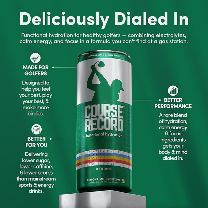 Functional Hydration Drink for Golfers β COURSE RECORD Variety Pack β Electrolytes, Calm Energy & Focus β Healthy Sports Drink β 12-Pack (12oz Cans) β Low Sugar, Low Caffeine