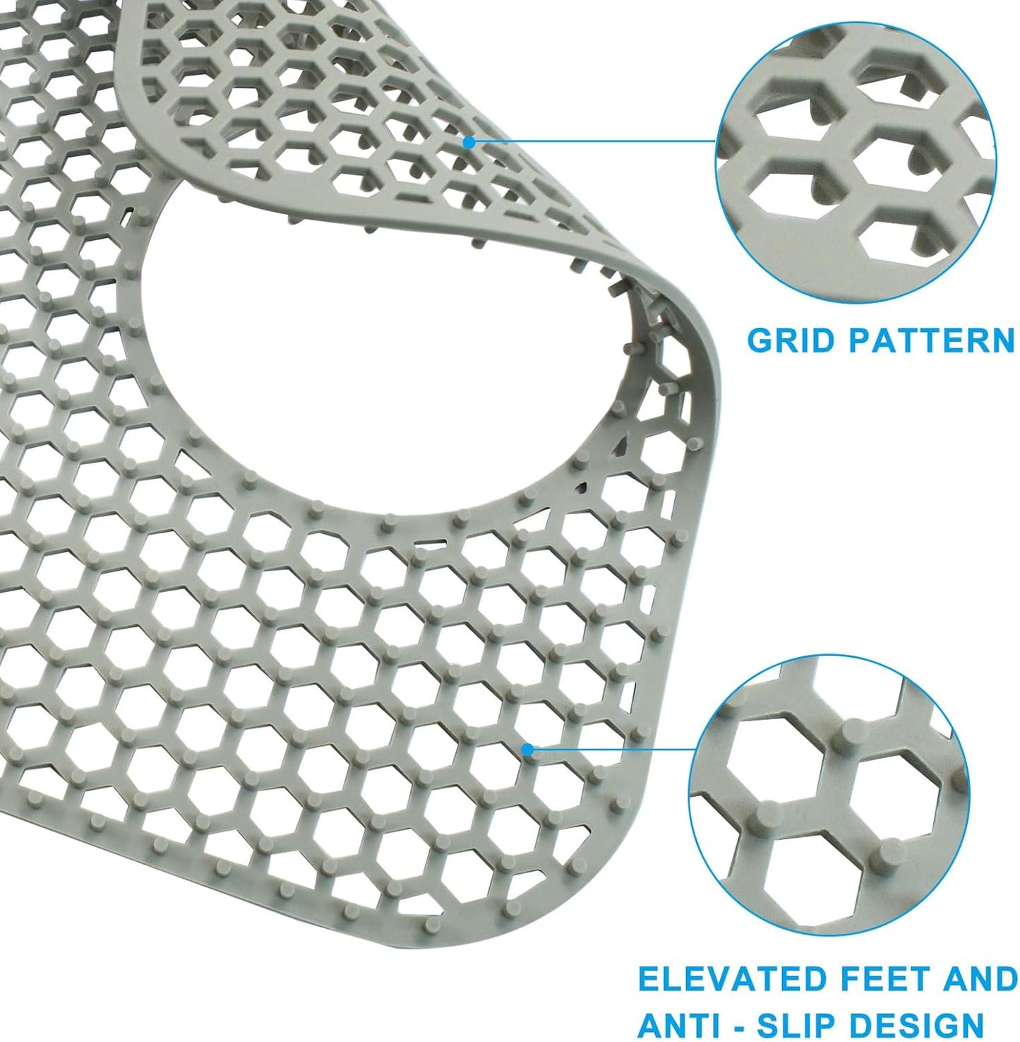 2 Pack Heat-Resistant Sink Mats, Rear Drain Non-Slip Kitchen Sink Protectors, Folding Farmhouse Mats, Large Silicone for Bottom of Kitchen Farmhouse