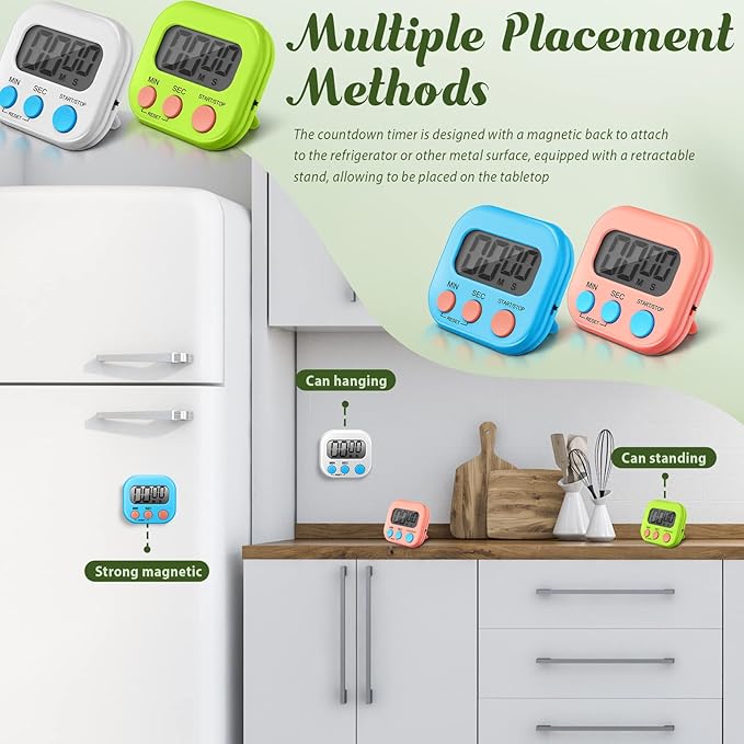 Xuhal 28 Pcs Digital Timers for Teachers Classroom Kitchen Countdown Timers for Cooking Magnetic Stopwatch 4 Colors for Kitchen Cooking Study Work Baking Sports