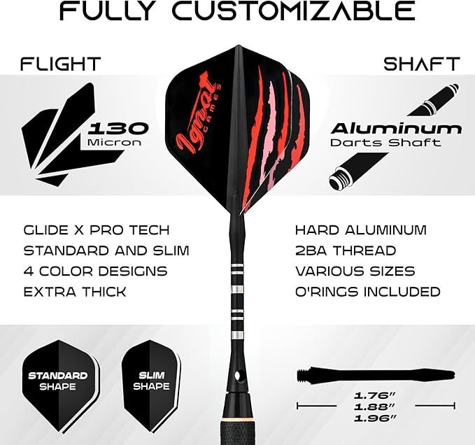 IgnatGames Premium Steel Tip Darts – 3/6/12 Pack Brass Barrels with Aluminum Shafts, 16 GlideXPro Flight Set, Tool Kit & Giftable Case
