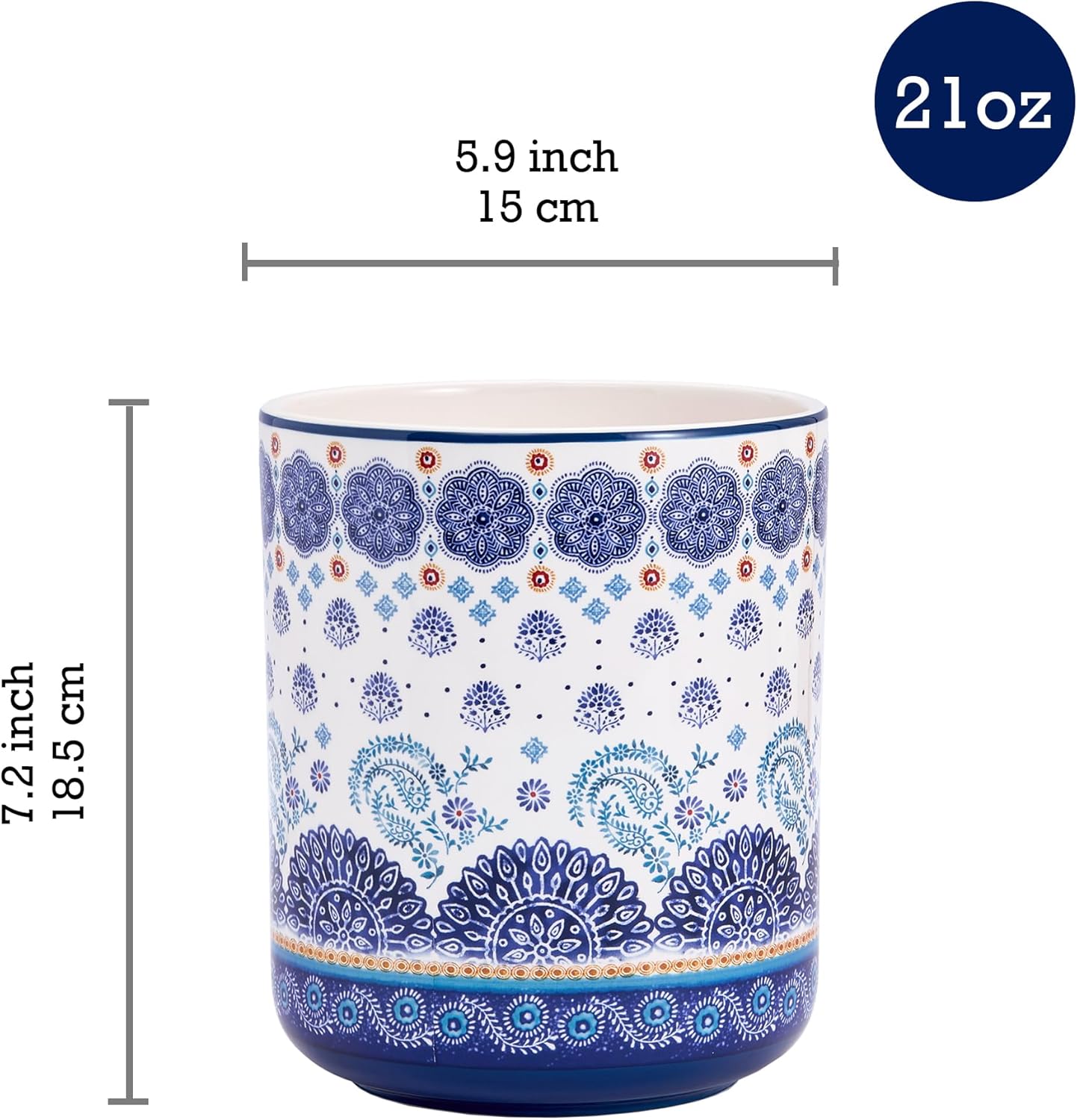 Bico Blue Talavera Ceramic Utensil Holder Set of 2, Ceramic Kitchen Utensil Crocks for Countertop, Large Cooking Tool Holder Counter Decor, Spatula Organizer