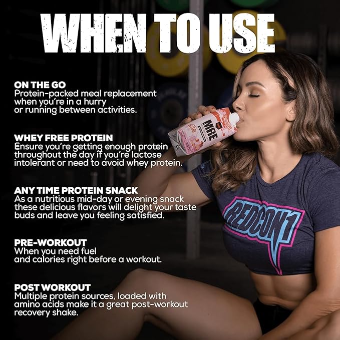 REDCON1 MRE Ready to Drink Protein Shakes, Blueberry Cobbler - Lactose + Whey Free RTD Protein Made with Real Whole Food Protein Blends - Keto-Friendly and Easy to Digest Nutritional Shake (12 Pack)