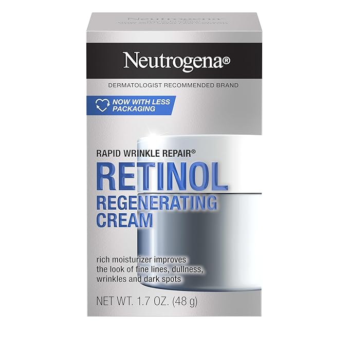 Neutrogena Rapid Wrinkle Repair Retinol Face Moisturizer, Daily Anti-Aging Face Cream with Retinol & Hyaluronic Acid to Fight Fine Lines, Wrinkles, & Dark Spots, 1.7 oz