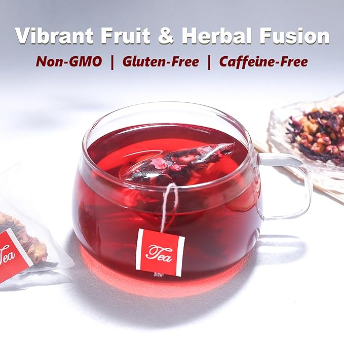 TEARELAE - Cranberry Apple Tea Bags, 35 Count - Premium Cranberry Herbal Blend Tea with Dried Cranberries, Apples, Hibiscus, Rose Petals & Licorice Root - Caffeine-free - Perfect for Daily Refreshment