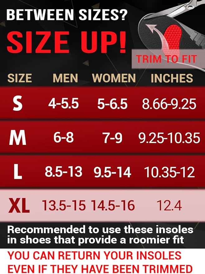 Work Pro Comfort Insoles - Shock Absorption - Low Arch - Cushioning Anti Fatigue Shoe Insert Men Women - Non-Slip - Soft Comfortable Work Boot Insoles - Foot Pain Relief (XL, Black)