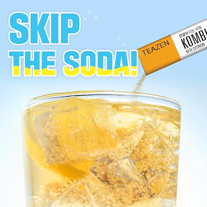 TEAZEN Citron Kombucha Tea, Hydration Drink Mix, Sugar Free, Live Probiotics & Prebiotics, 10 Sticks, 1.76oz