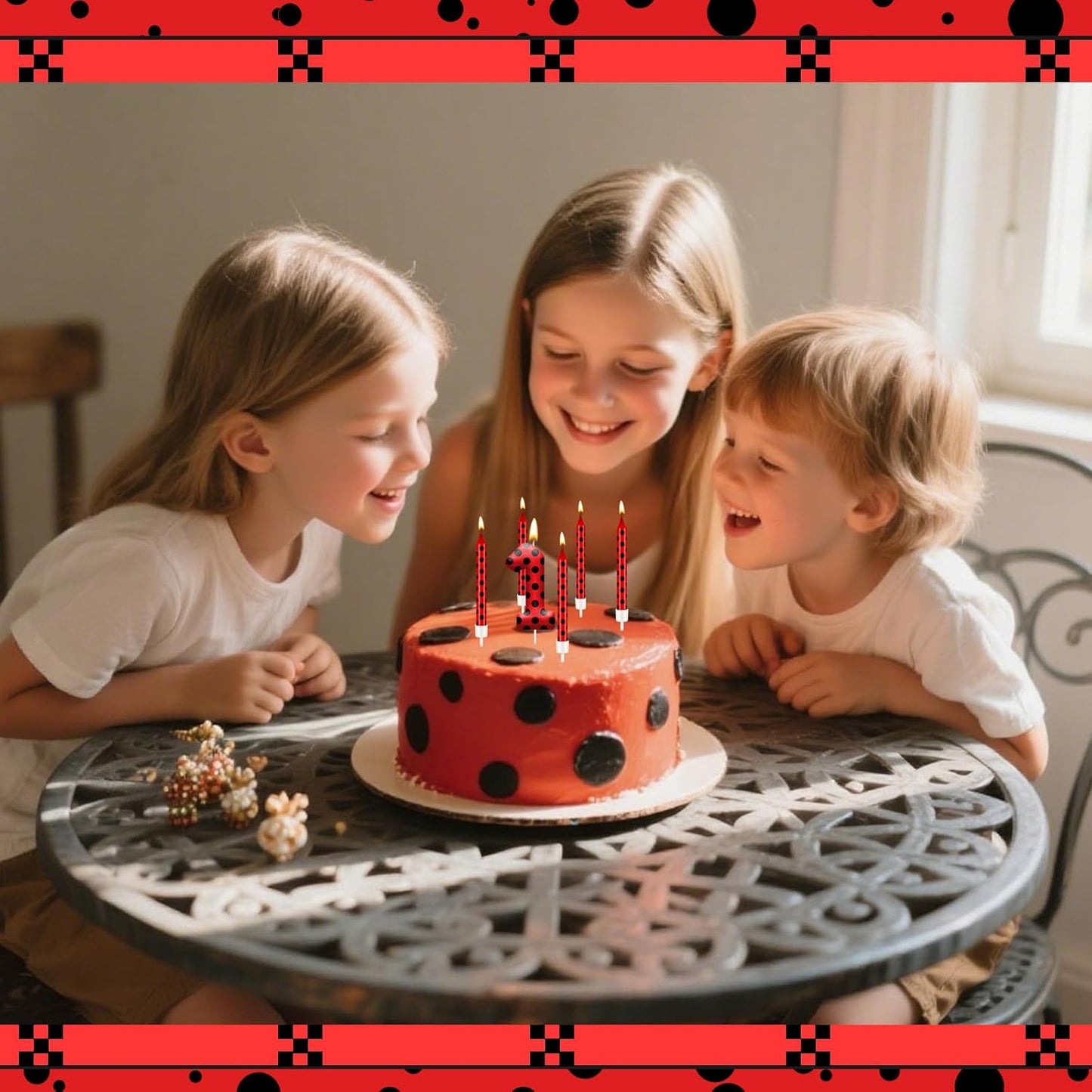 13PCS Ladybug Theme Birthday Candles Set - Red & Black Polka Dot Decorative Candles for Kids Ladybug Themed Parties, Baby Showers, Birthday Cakes, and Ladybird Inspired Celebrations(Number 1)