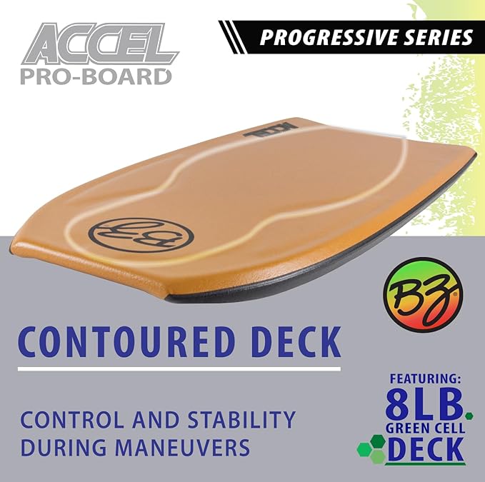 BZ Bodyboards - Accel Pro Board - Crescent Tail, Slick Bulbs, Contoured Deck Cutting Edge, High Performance - Advanced Riders
