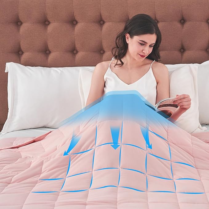 yescool King Size Weighted Blanket for Adults (25 lbs, 80” x 87”, Pink) Cooling Heavy Blanket for Sleeping Perfect for 240-260 lbs, Breathable Blanket for Adults & Couple All Season, Machine Washable