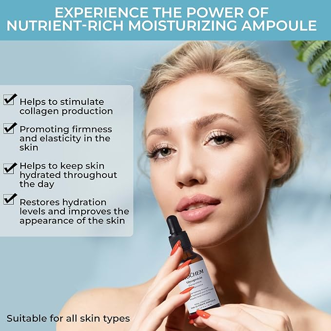 BIOCHEM Glycoprotein Hydrating Serum Ampoule – Deep Moisture + Skin Repair with Marine Glycoproteins & Hyaluronic Acid – Anti‑Aging Plumping Facial Serum, Sensitive Skin Safe, 1.01 fl oz / 30 mL