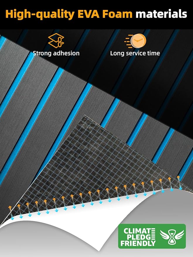 FOCEAN Boat Flooring EVA Foam Boat Decking Faux Teak Marine Flooring Boat Mat Boat Carpet Sheet for Motorboat RV Yacht Kayak Surfboard, 94.5"x 47.2"/35.4"/23.6"/15.7"