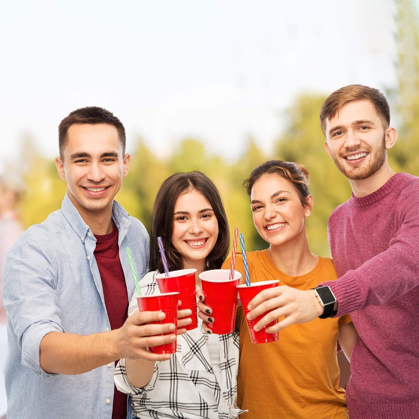 Jovitec 50 Pcs Reusable Plastic Straws with Brush 11 Inch Long Hard Plastic Straws Dishwasher Safe 10 Color Clear Replacement Drinking for 16 oz-32 oz Tumblers Cup Mason Jars Milkshakes Smoothies