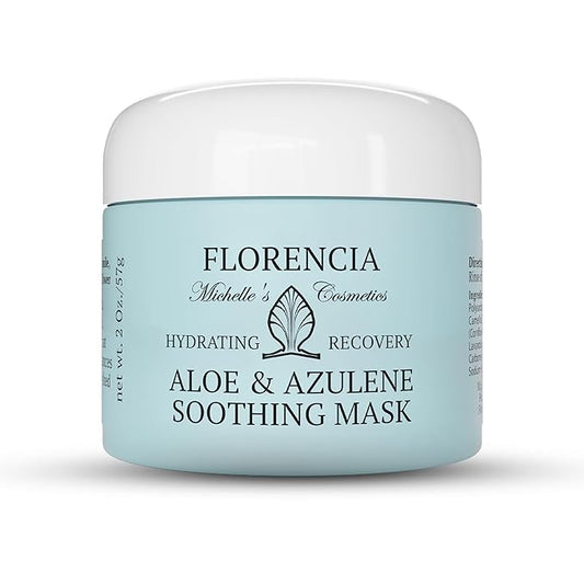 Florencia Aloe & Azulene Hydrating Gel Mask - Oil-Free Hydration for Dry, Dehydrated Skin - Soothing Recovery Mask with Hyaluronic Acid, Green Tea, Aloe & Azulene, 2 oz