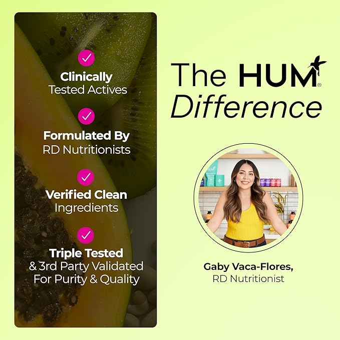 HUM Flatter Me Digestive Enzymes Bloating Supplement - Fast-Acting Bloat Relief for Digestive Health & Debloating Multi Enzyme | Bloat Pills, Anti Bloat Pills, Vegan 60 Servings