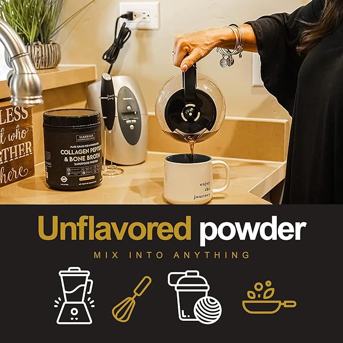 Premium Collagen Peptides Bone Broth Powder: Grass Fed Hydrolyzed Collagen Boost for Healthy Skin, Nails, Hair, Joints, Muscles, Bones, Digestion, Keto Friendly, Unflavored