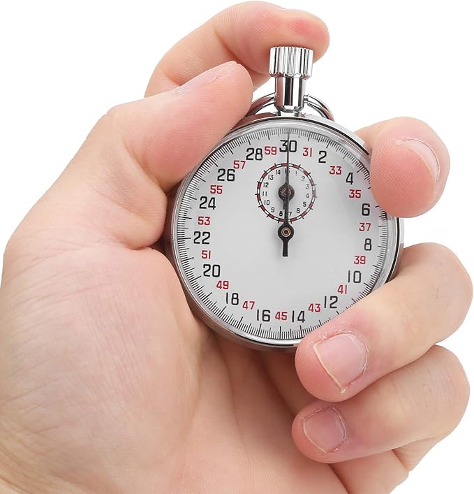 Mechanical Stopwatch Metal Mechanical Stop Watch Analog Handheld Running Timer Cycling Count Timer Large Dial Display Physics Teaching Equipment