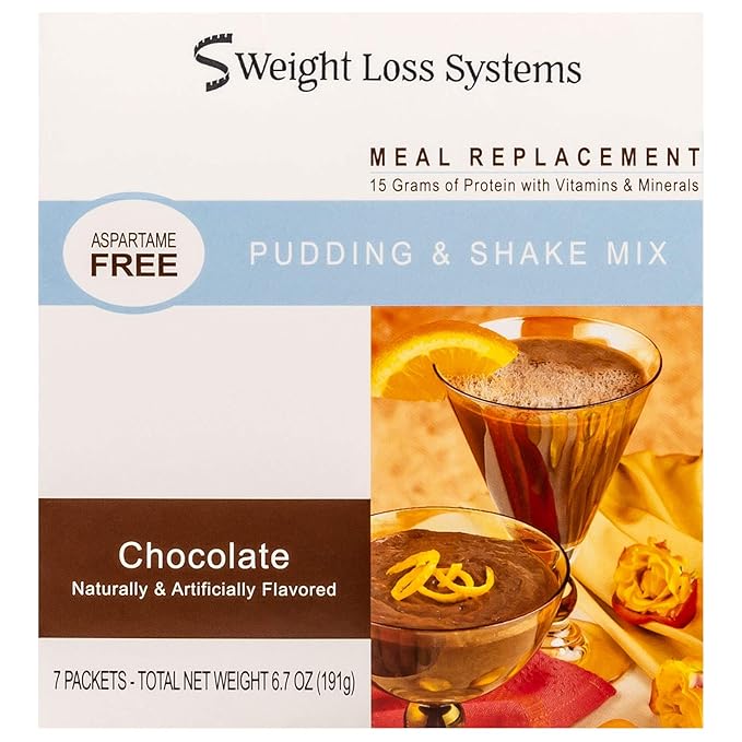 Weight Loss Systems Chocolate Cream Aspartame Free Pudding/Shake Mix, 15g Protein, Low Calorie, Low Carb, Low Fat, Kosher, Meal Replacement, KETO Diet Friendly, Ideal Protein Compatible, 7 Serving Box