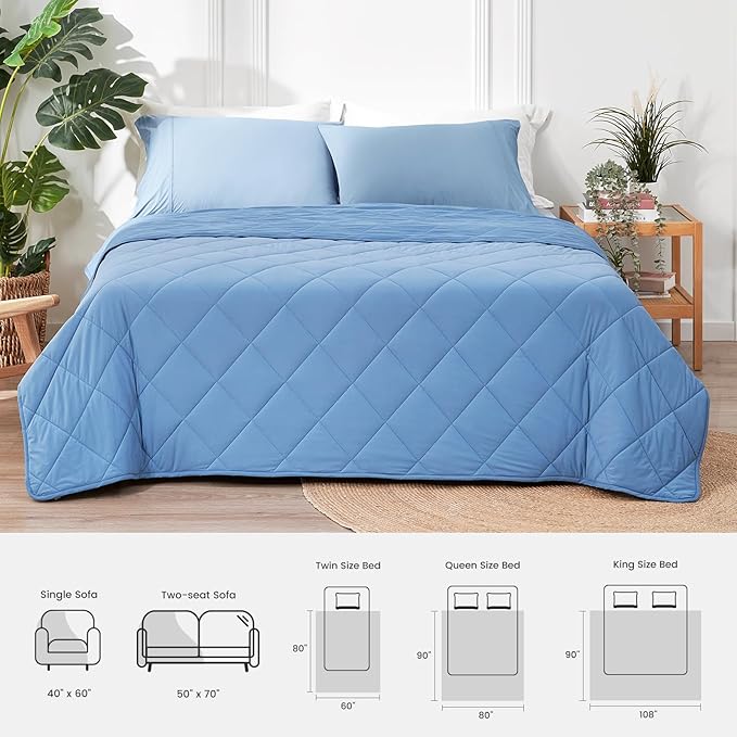 Cozy Bliss Cooling Blanket for Hot Sleepers, Q-Max 0.4 Cooling Comfort for Girls Boys, Cold Blankets for Night Sweats Sleeping, Ultra-Cool Lightweight Breathable Summer Blanket for Travel