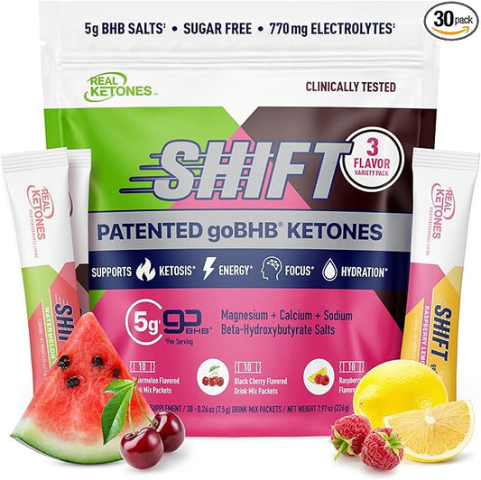 Real Ketones BHB Exogenous Ketones Drink Mix Packets Keto Electrolytes Powder Packets No Sugar with 4 Main Fasting Electrolytes Plus Hydrating Patented Keto BHB - 30 Count Variety Pack