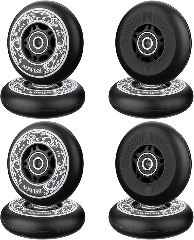 8-Pack Inline Skate Replacement Wheels 85A Outdoor Asphalt Formula Roller Blades Wheels Indoor Roller Blades Wheels with Bearings ABEC-9 & Floating Spacers