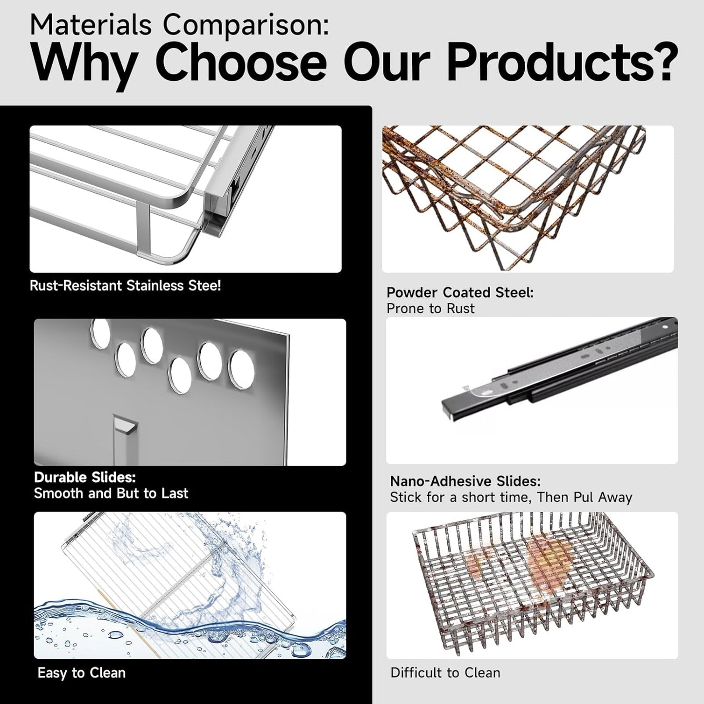 1Pack Expandable Pull Out Cabinet Organizer, Slide Out Drawers for Kitchen Cabinets, Heavy Duty Drawer Slides for Home Kitchen Pantry Cupboard Pots Pans, Adjustable Width 16.2"~26.2" W x 17.3''D