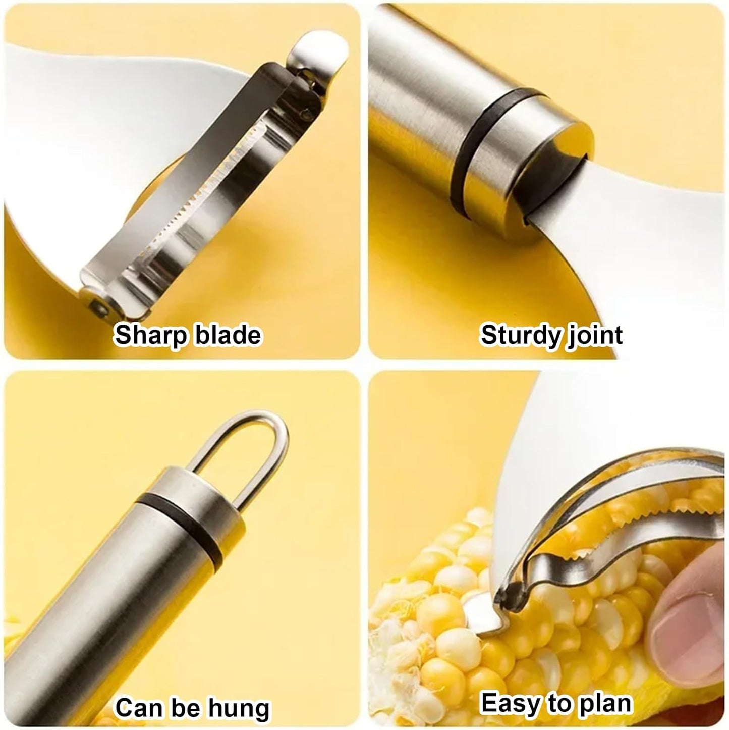 3 Pack Corn Cob Peeler, Corn Peeler & Stripper, Stainless Steel Corn Shovel, Corn Planer, Corn Fork, Corn on the Cob Remover, with Ergonomic Handle, Easy to Use, for Home & Outdoor Dining
