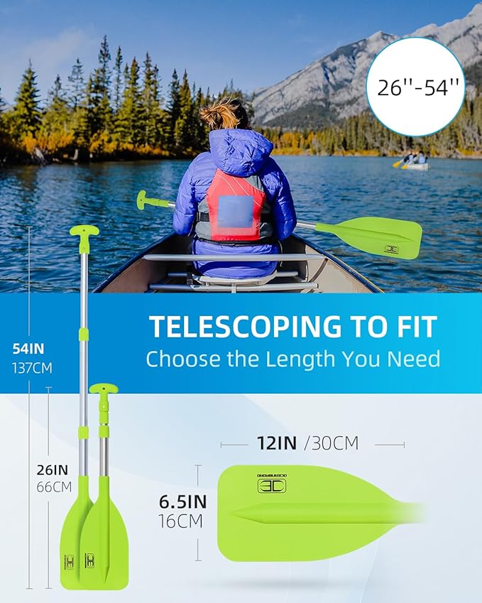 OCEANBROAD Telescoping Emergency Paddle 21''-42''(Assembling Required)/26''-54'' Aluminium Shaft for Kayaking Boating Canoeing River Tubing