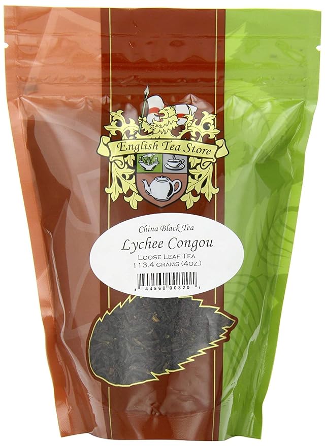 Lychee Congou China Black Tea | Loose Leaf Pouches | Naturally Scented with Lychee Essence | Medium Caffeine | Kosher and Vegan | Fruity and Floral Black Tea for Hot or Iced Brewing