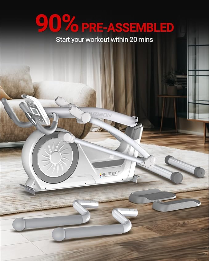 HARISON Elliptical Machine for Home 350 LBS Capacity, Magnetic Elliptical Exercise Machine with 16-Level Resistance Control, Elliptical Trainer with HARISON Bluetooth