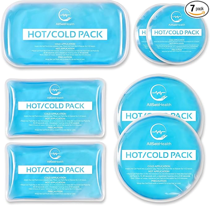 Reusable Hot and Cold Gel Ice Packs for Injuries - Gel Cold Packs for Injuries - Multiple Shapes and Sizes 7 Variety Pack