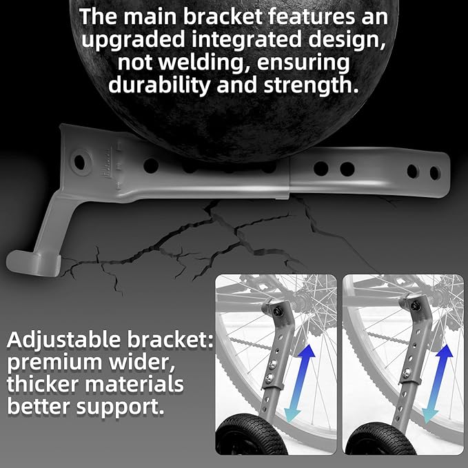 Bicycle Training Wheels for Adults, Fit 24" to 28" Bikes, Steel Construction, Black, 1 Pair - Safe and Stable Learning Training Wheels, Light Gray