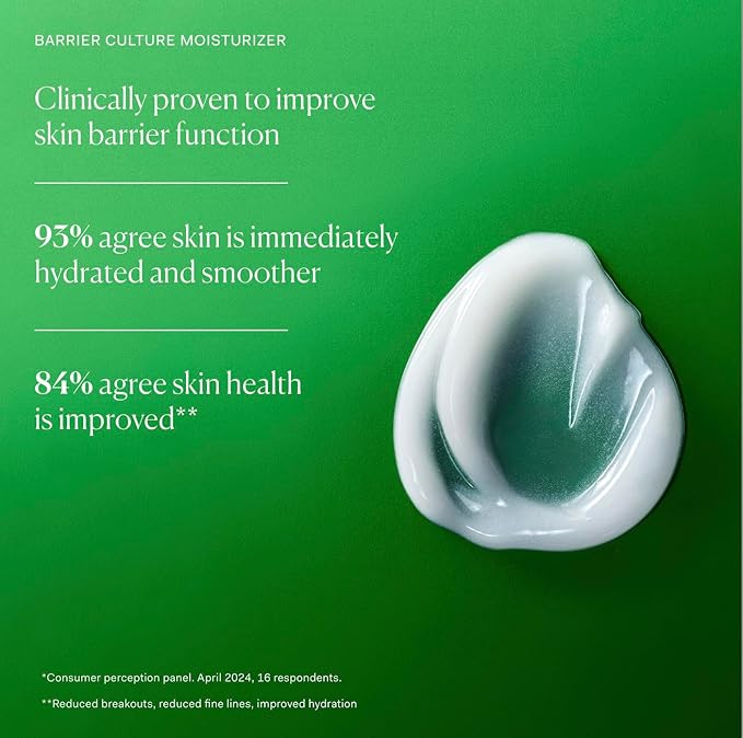 The Nue Co. BARRIER CULTURE MOISTURIZER, Hydrates Skin, pre- and probiotic with Ceramides, Peptides, Niacinamide and Squalane, For All Skin Types, Vegan, Gluten Free, 1.69 fl oz