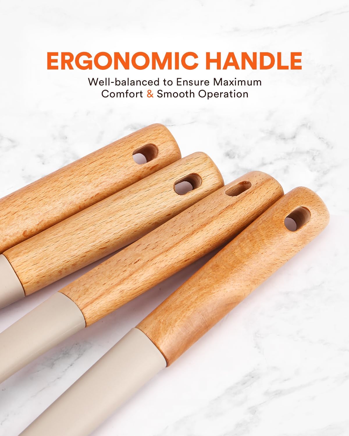 Kitchen Ladle Strainer, Large Slotted Spoon with High Heat Resistant BPA Free, Non Stick Cooking Skimmers For Draining & Frying, 13.2inch (Khaki)