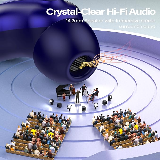 Sleep Earbuds, Mini ANC Wireless Earbuds Bluetooth 5.4 Headphones Deep Bass Stereo, 48H Playtime Ear Buds, 4 ENC Noise Cancelling Mic, In Ear IP7 Waterproof Earphones for Side Sleepers,Touch Control