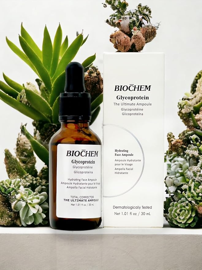 BIOCHEM Glycoprotein Hydrating Serum Ampoule – Deep Moisture + Skin Repair with Marine Glycoproteins & Hyaluronic Acid – Anti‑Aging Plumping Facial Serum, Sensitive Skin Safe, 1.01 fl oz / 30 mL