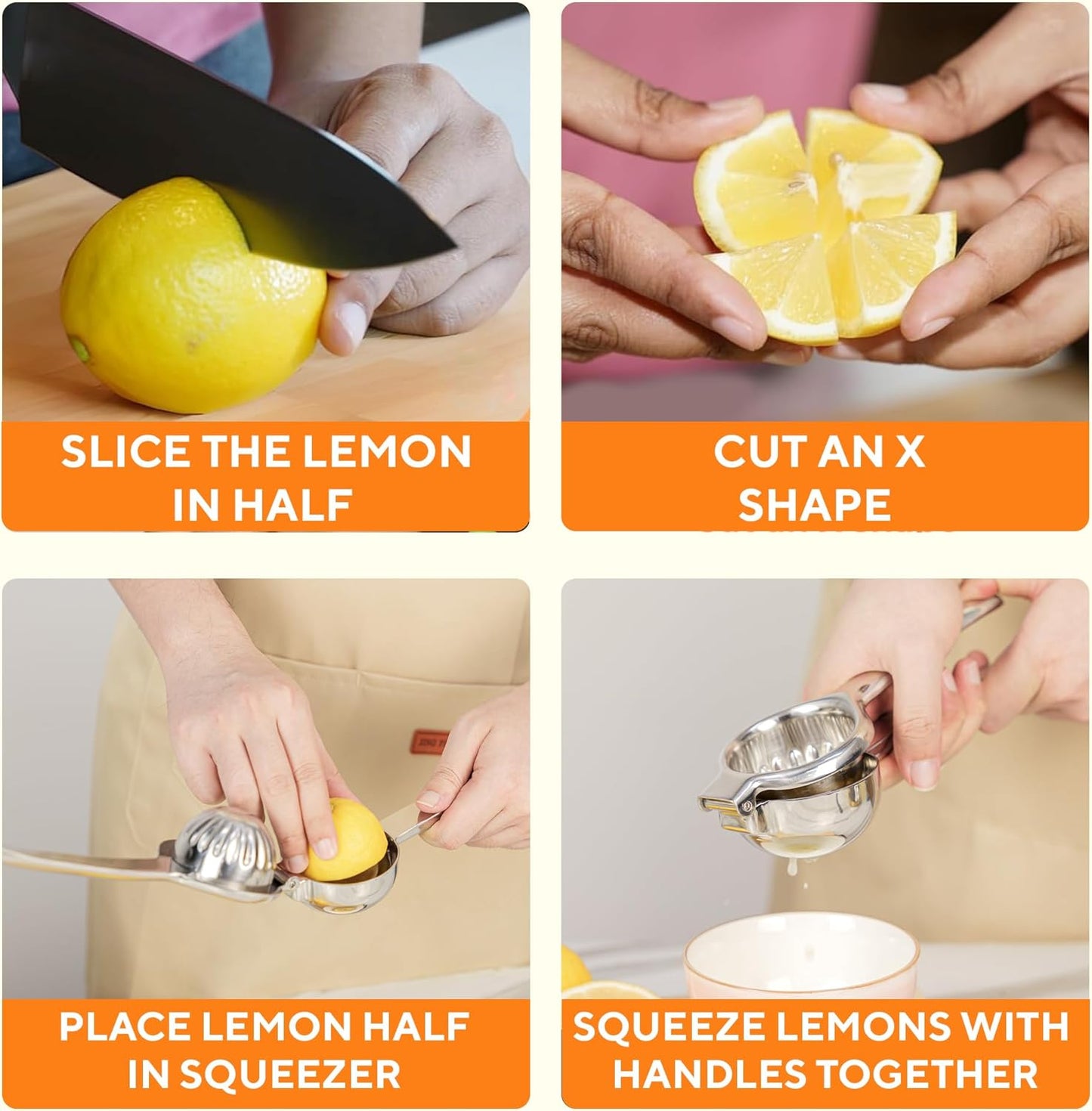 Stainless Steel Lemon Squeezer | Heavy Duty Handheld Juicer with X-Large Bowl | Premium Manual Citrus Press | Stainless Steel Lemon Lime Squeezer & Juicer Hand Press | Rust-Resistant, Dishwasher Safe