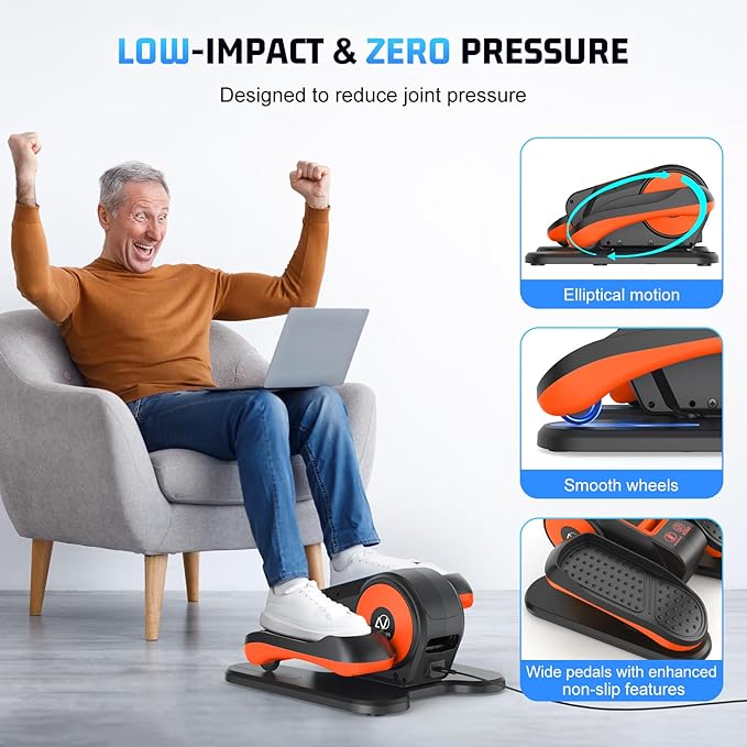 ANCHEER Under Desk Elliptical, Electric Leg Exerciser While Sitting for Seniors, Fully Assembled Motorized Ellipse Leg Exerciser Seated Elliptical Machine with 12 Adjustable Speeds