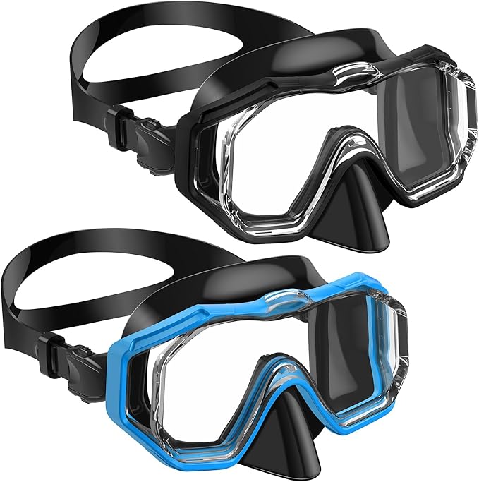 W WSTOO Kids Swim Goggles with Nose Cover,Snorkel Diving Swimming Mask for Youth 5-15,HD 3-Window Wide Vision Anti-Shattered Lens Anti-Fog&Leak