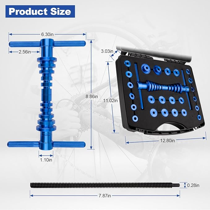 25PCS Bicycle Bearing Press Kit for Wheel Hub, Soft Tail Frame Pivot Point Installation with Bushing Tool