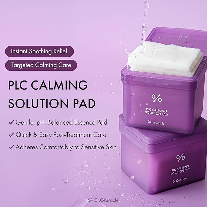 Dr.Ceuracle PLC Calming Solution Pad - Instant Calming and Soothing Toner Pad for Sensitive Skin, Korean Post Laser Skincare (130 Pads)