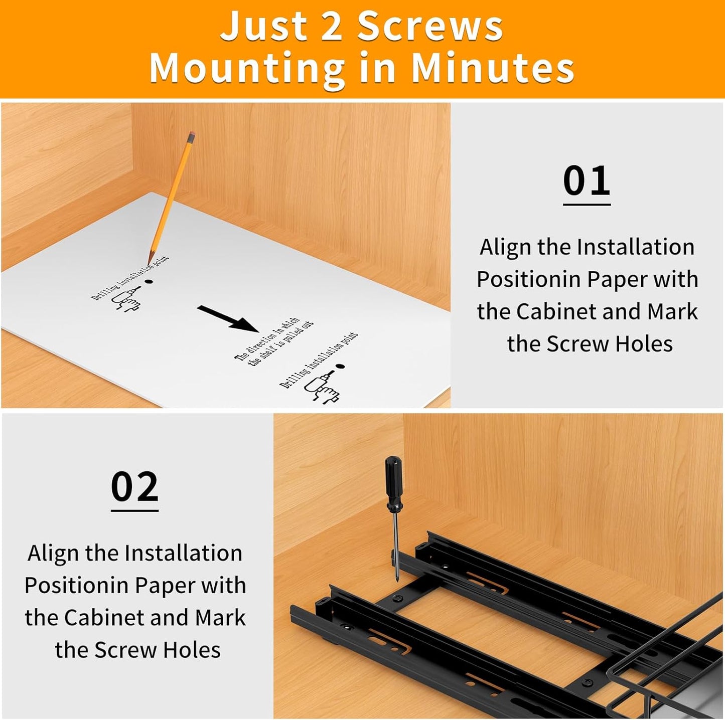 Pull Out Spice Rack Organizer for Cabinet, Heavy Duty Slide Out Spice Rack Organizer for Kitchen Cabinets and Pantry, Fits Spices, Sauces, Canned Food (4.5''Wx10.5''Dx2.5''H)