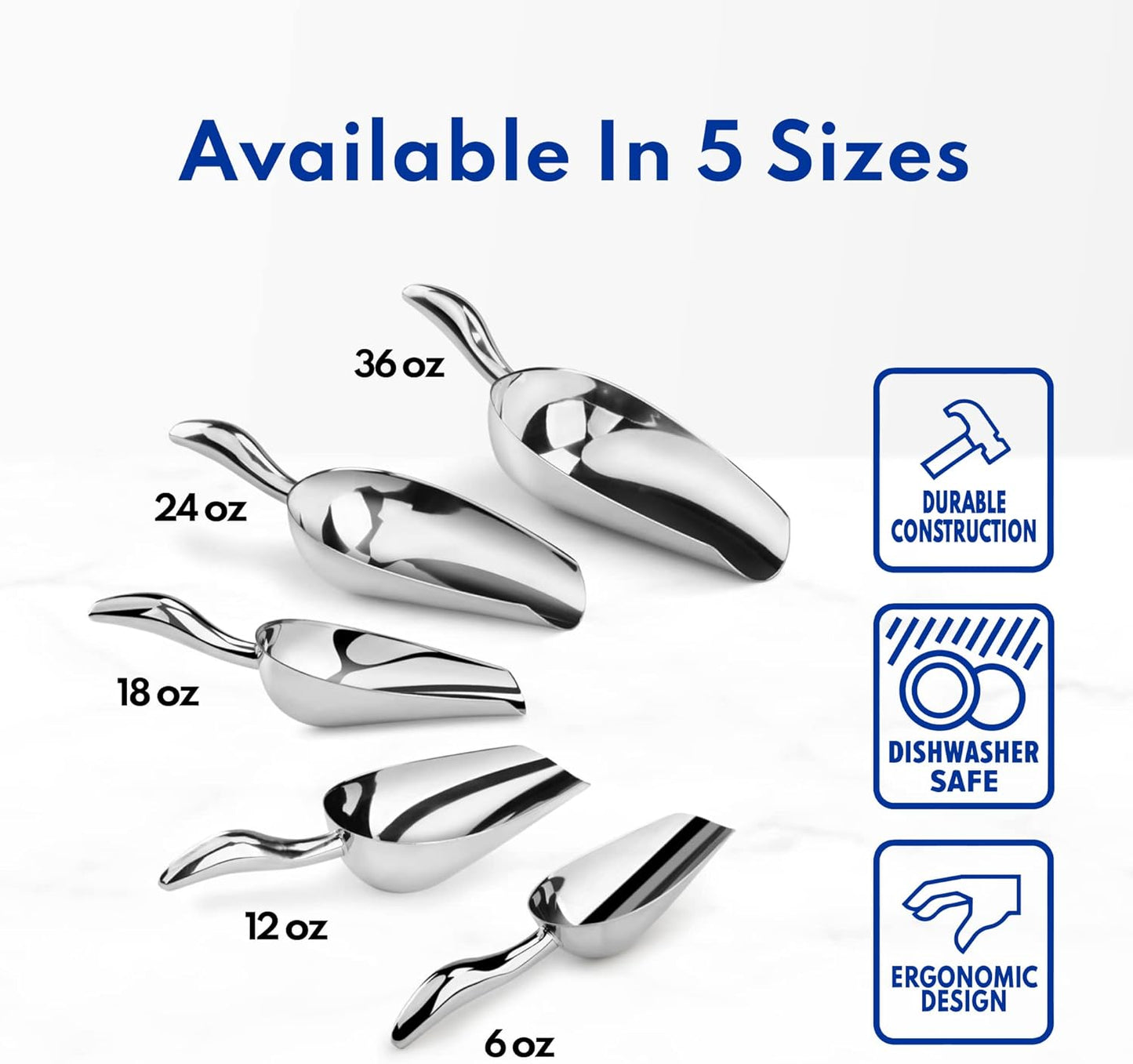 New Star Foodservice 1028539 Stainless Steel Bar Ice Flour Utility Scoop, 24-Ounce