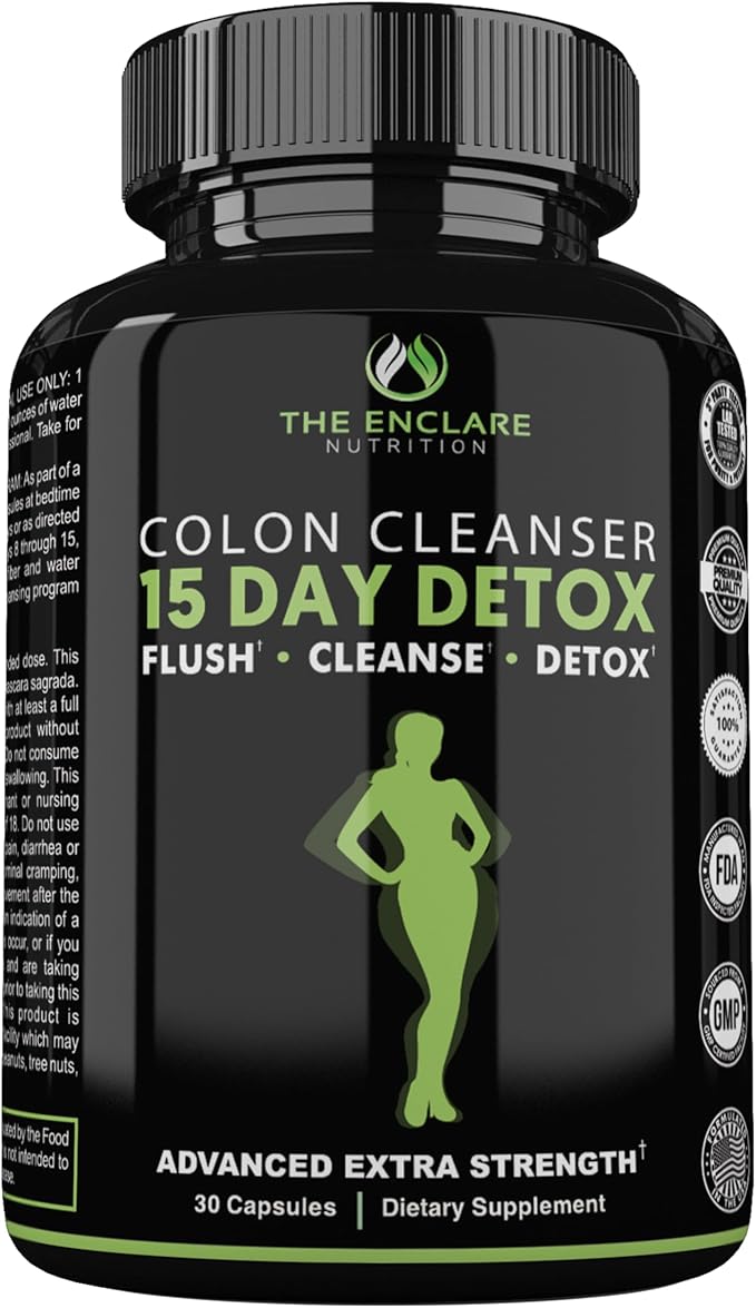 THE ENCLARE NUTRITION Colon Cleanse 15 Day Gut Cleanse Pills. Colon Cleanser for Women & Men. Psyllium, Probiotic Laxatives for Constipation, Bloating Relief, Detox Cleanse for Weight Loss Support (1)