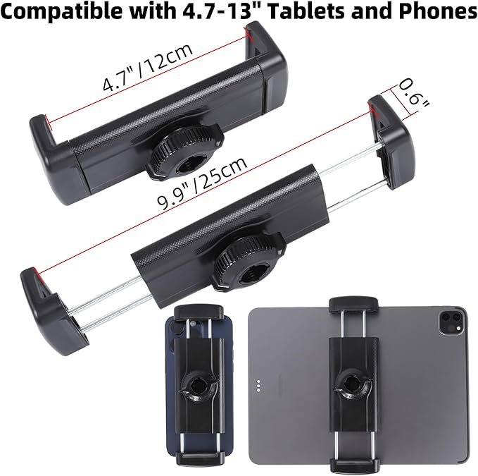 Spin Bike Tablet Holder for iPad, Phone Holder Stand Exercise Bike Handlebar Mount for Treadmill Stationary Bicycle Elliptical Spin Bike Stroller Mic Stand, Compatible with iPad, iPhone (4.7-13")