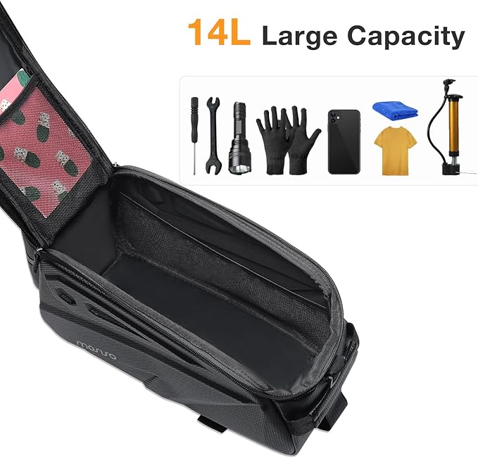 MOSISO Bike Rack Bag, Waterproof Bike Rear Rack Handbag Bicycle Trunk Bag, 14L EVA Mountain Bicycle Rear Seat Storage Saddle Pouch Cycling Luggage Pouch with Shoulder Strap, Orange