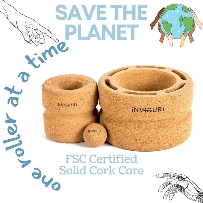 Roller Yoga Wheel for Back & Neck Pain, with Spinal Groove. Medium to Deep Pressure for Heavy Duty Foam Rolling. Made from Natural Cork.