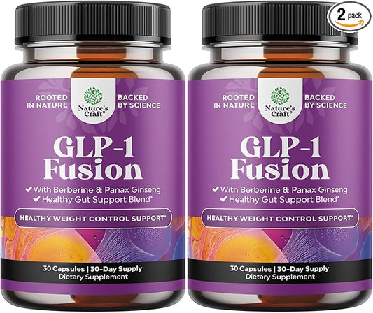 GLP-1 Berberine Supplement - One a Day Healthy Gut Berberine Complex with Panax Ginseng Turmeric Curcumin & Cayenne Pepper for Metabolic Balance - Gluten Free Vegan and Non-GMO (2 Month Supply)